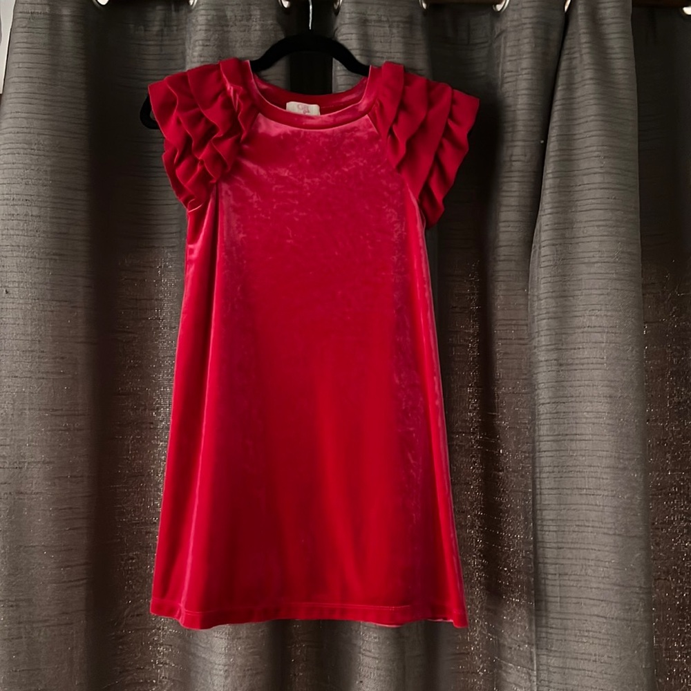 Girls red velvet dress Size M